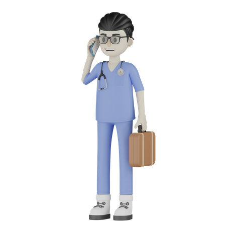 Doctor Talk On Phone  3D Illustration