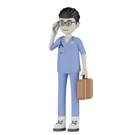 Doctor Talk On Phone 3D Illustration