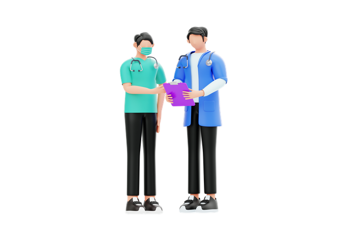 Doctor talking to a nurse  3D Illustration
