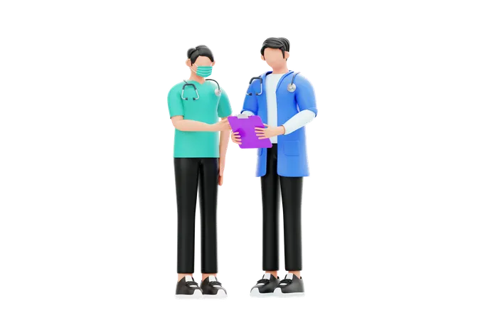 Doctor talking to a nurse  3D Illustration