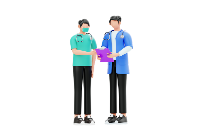 Doctor talking to a nurse  3D Illustration