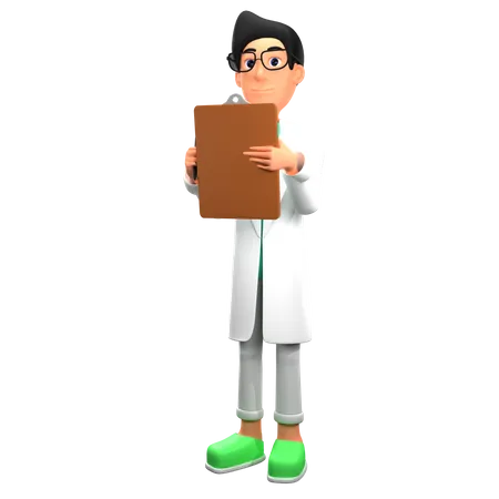 Doctor sosteniendo informe médico  3D Illustration