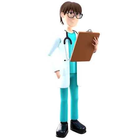 Doctor sosteniendo informe médico  3D Illustration