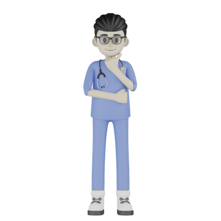 Doctor Thinking 3D Illustration