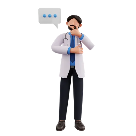 Thoughtful Doctor 3D Illustration