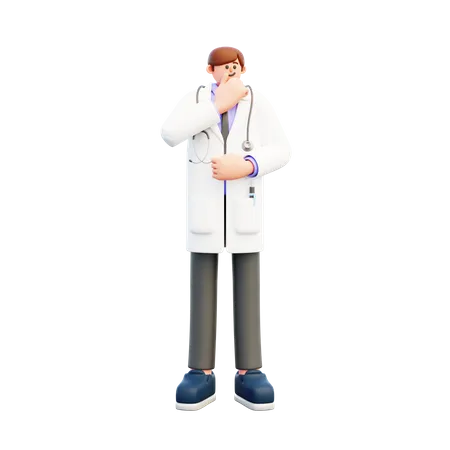 Doctor Thinking Something  3D Illustration