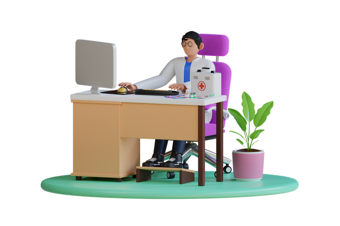 Doctor trabajando en la clínica  3D Icon