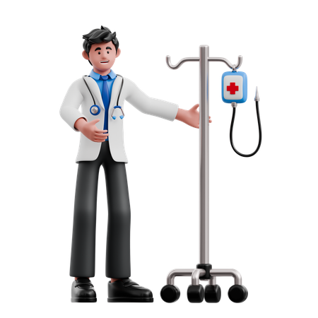 El doctor trae una botella de sangre  3D Illustration