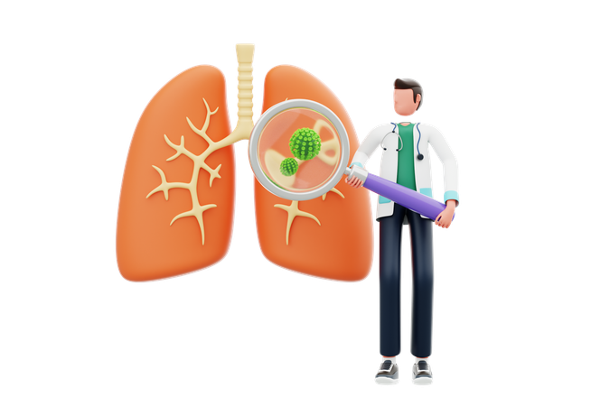 Doctor Treating Lungs Disease  3D Illustration