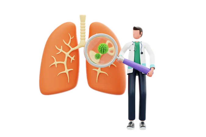 Doctor Treating Lungs Disease  3D Illustration