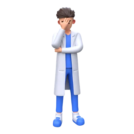 Doctor triste en pose frustrada  3D Illustration