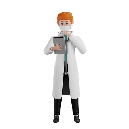 Doctor usando tableta  3D Illustration