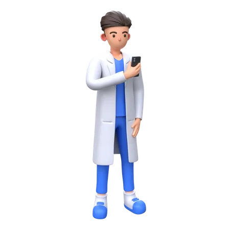 Doctor using phone 3D Illustration