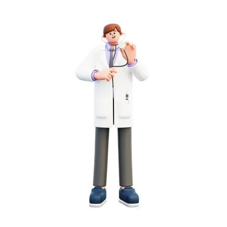 Doctor Using Stethoscope  3D Illustration