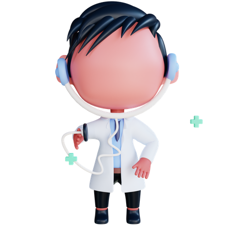 Doctor using stethoscope  3D Illustration