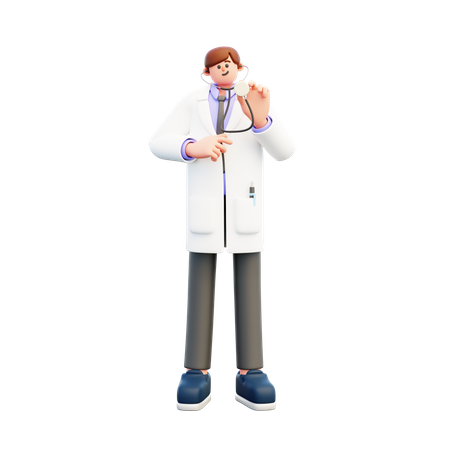 Doctor Using Stethoscope  3D Illustration