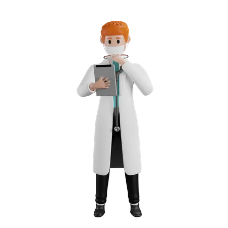 Doctor using tablet 3D Illustration