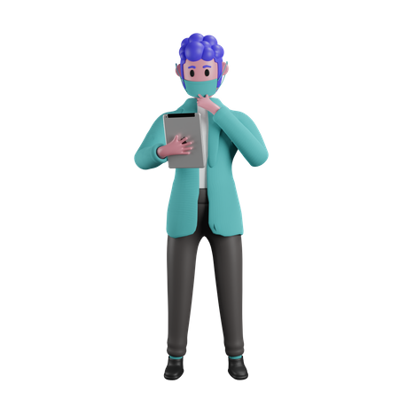 Doctor using tablet 3D Illustration