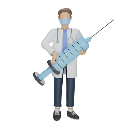 Doctor vaccinates covid 19  3D Illustration