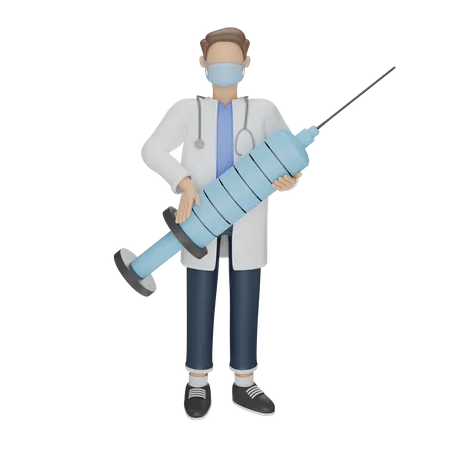 Doctor vaccinates covid 19  3D Illustration