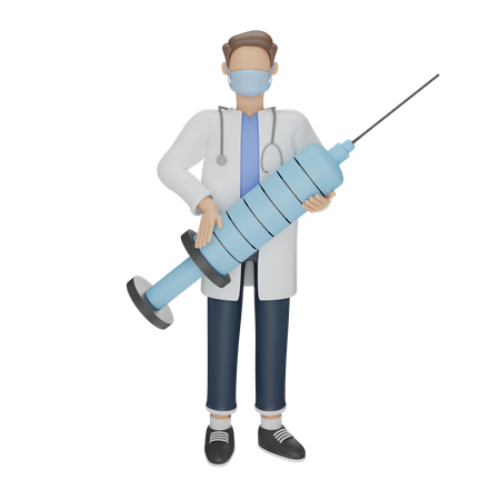 Doctor vaccinates covid 19 3D Illustration