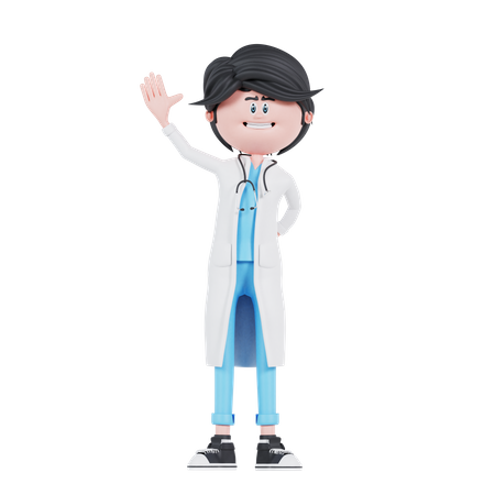 Doctor waiving hand  3D Illustration