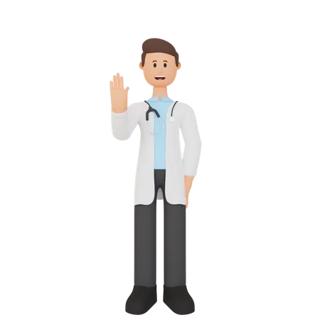 Doctor waving his hand  3D Illustration