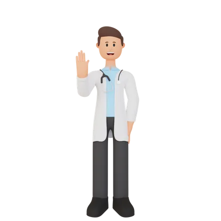 Doctor waving his hand 3D Illustration