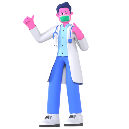 Doctor Wearing Mask  3D Illustration