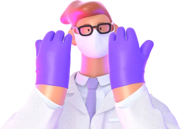 Doctor wearing mask and gloves  3D Illustration