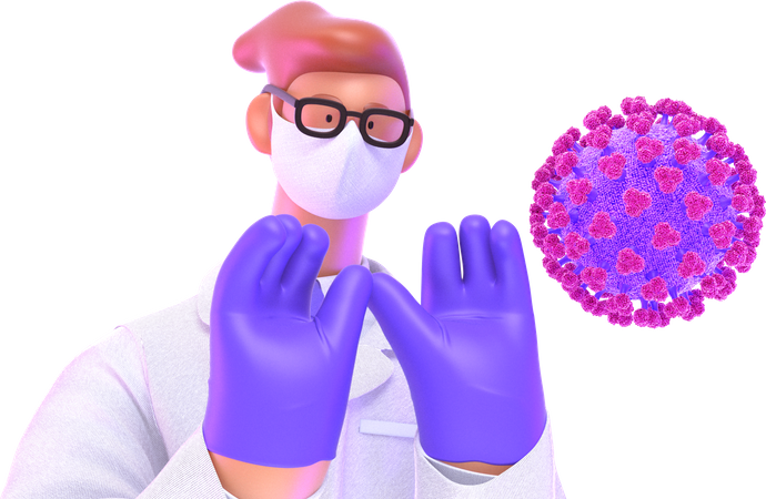 Doctor wearing mask and gloves for safety from corona virus  3D Illustration