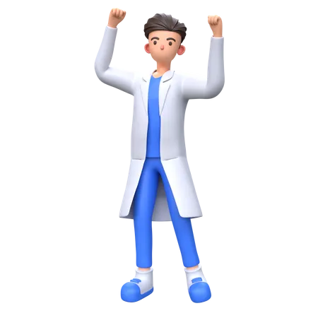 Doctor winning pose  3D Illustration