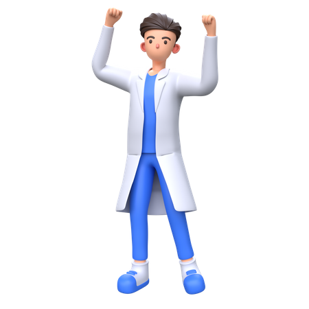 Doctor winning pose  3D Illustration