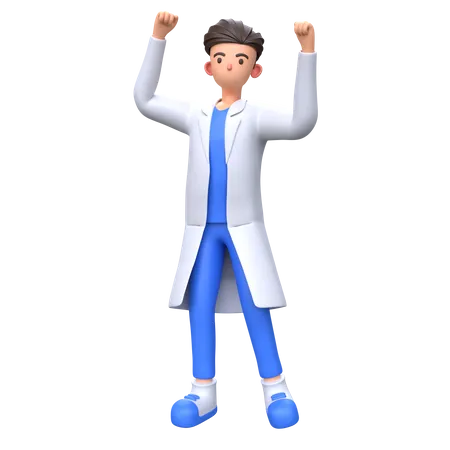Male Doctor Winning Pose 3 D Illustration 3D Illustration