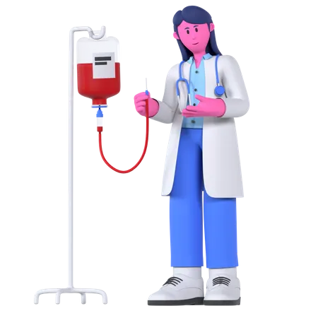 Doctor With Blood Bag  3D Illustration