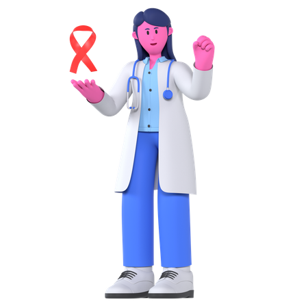 Doctor With Cancer Awareness  3D Illustration