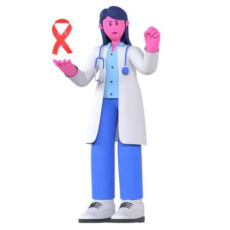 Doctor With Cancer Awareness  3D Illustration