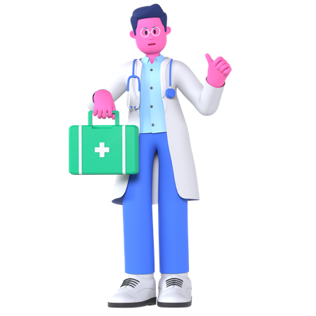 Doctor With First Aid Kit  3D Illustration