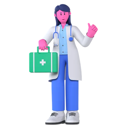 Doctor With First Aid Kit  3D Illustration