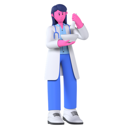 Doctor With Grinding Herbal  3D Illustration
