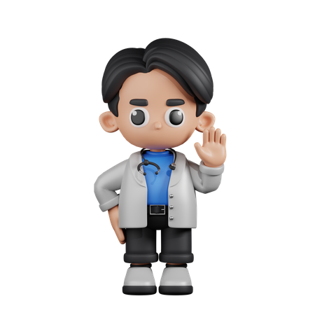 Doctor With Hands Up  3D Icon