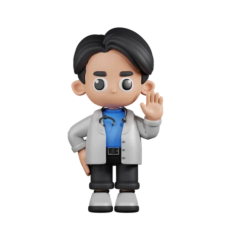 Doctor With Hands Up  3D Illustration