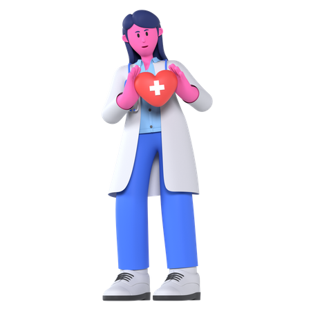 Doctor With Heart Care  3D Icon