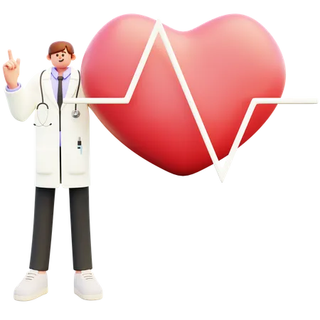 Doctor With Heart Rate  3D Illustration
