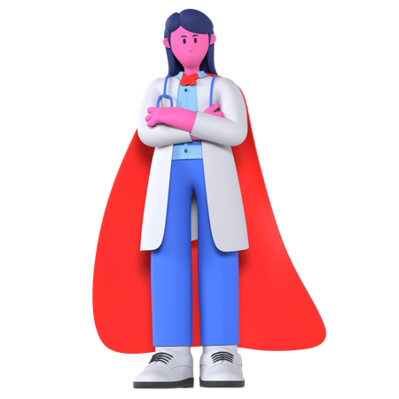 Doctor With Hero Caps  3D Illustration