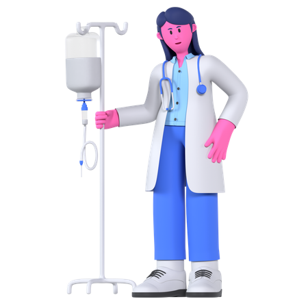 Doctor With Infusion  3D Illustration