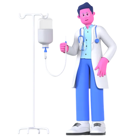 Doctor With Infusion  3D Illustration