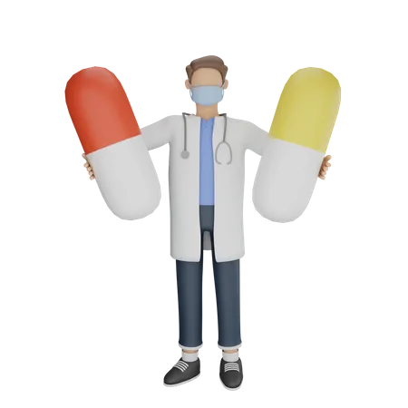 Doctor with medicine  3D Illustration