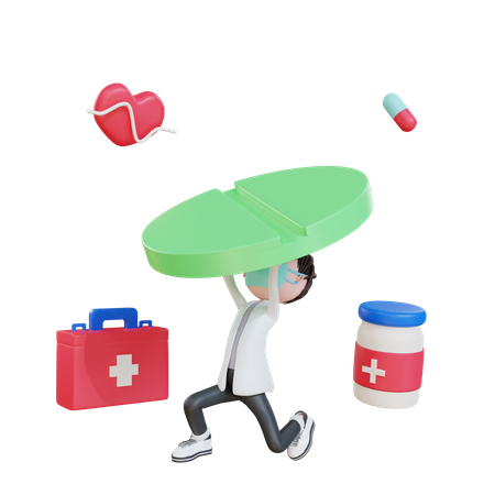 Doctor with medicine 3D Illustration