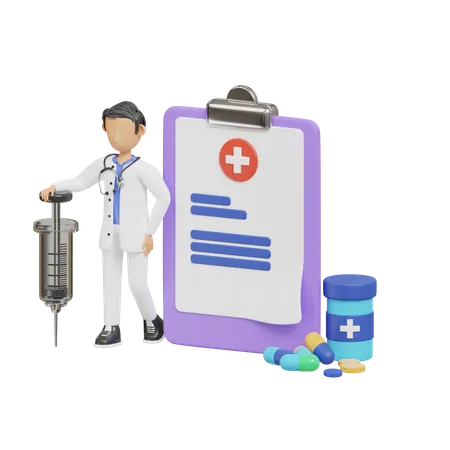 Doctor with prescription  3D Illustration